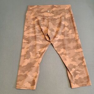 Lululemon High-Rise Crop 20" Briar Rose Camo Beige Leggings Womens Sz 16 EUC